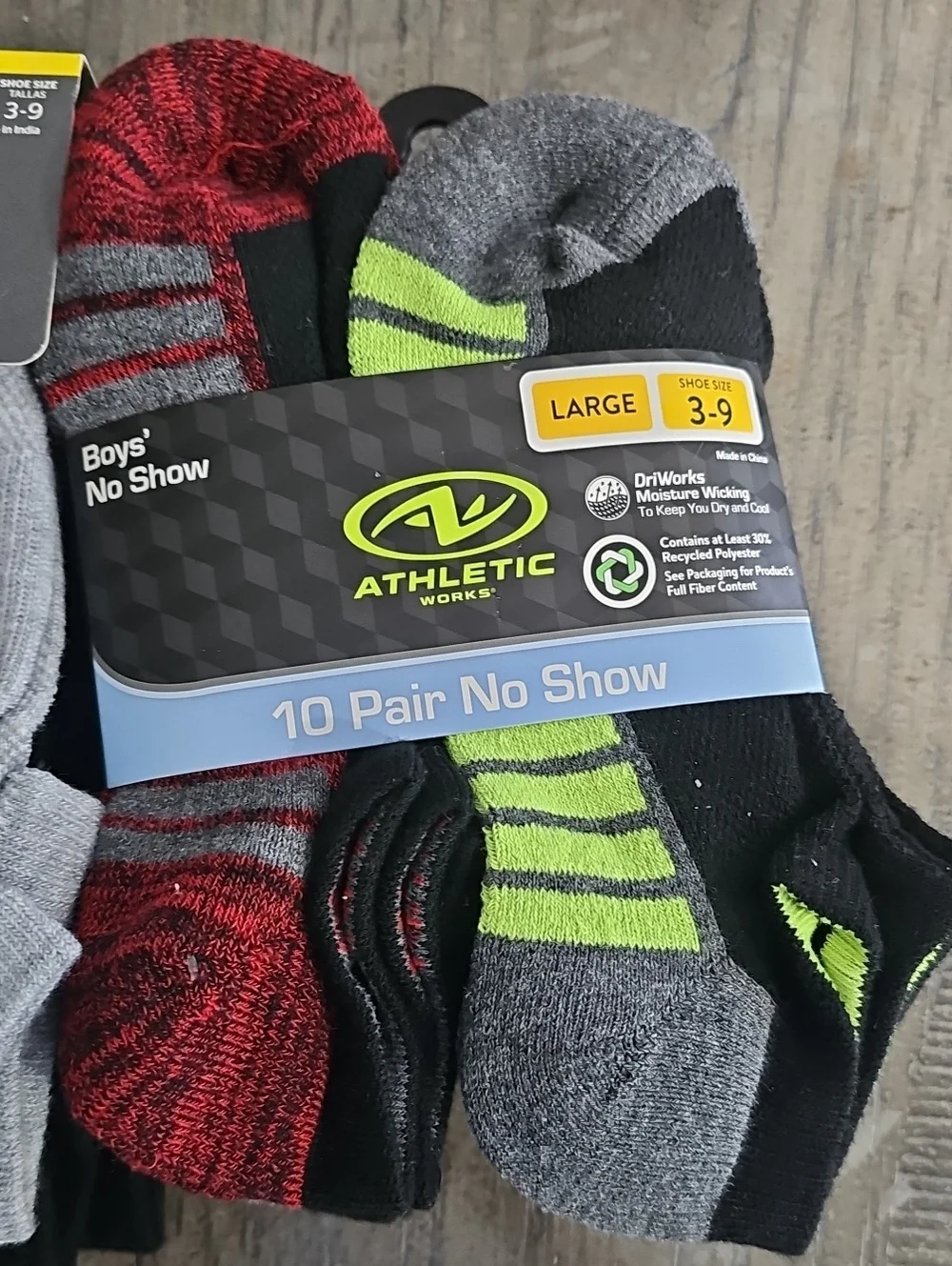 2 packs of boys' socks No- Show Shoe Size 3-9
